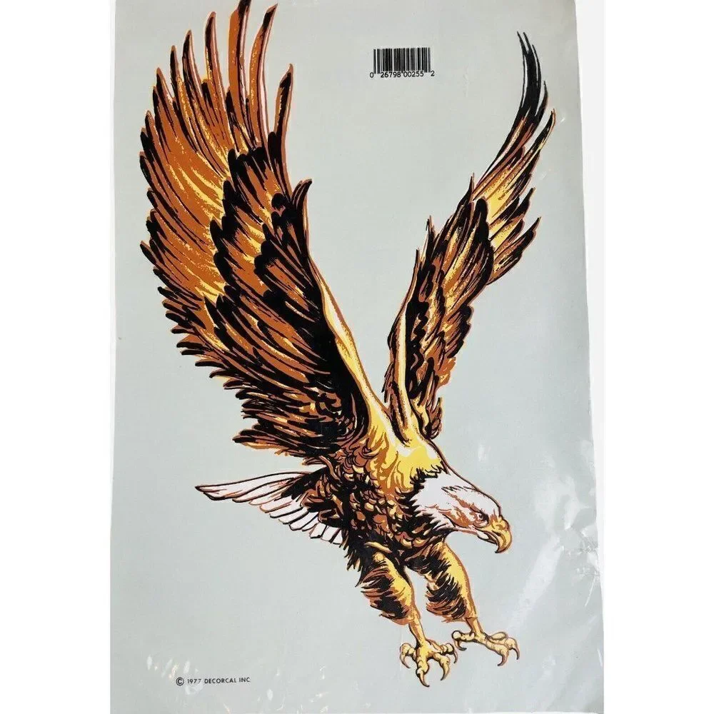 NOS Vintage 1977 Decorcal Transfer Decal Eagle Motorcycle Man Cave Kitschy Craft